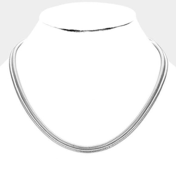 Metal Chain Double Silver Layered Necklace NWT - Picture 3 of 5